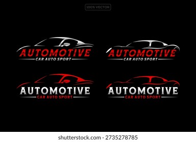set of vector automotive car logo design template illustration on black background