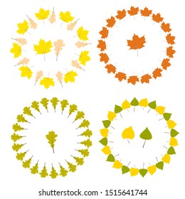 Set of Vector autumn wreath of fallen leaves. The illustration on a white background for the design of invitations, cards, posters, banners.