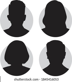 Conjunto de iconos de perfil de avatar vectorial en siluetas.