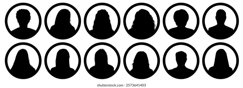 Set of vector avatar profile icon in silhouettes.