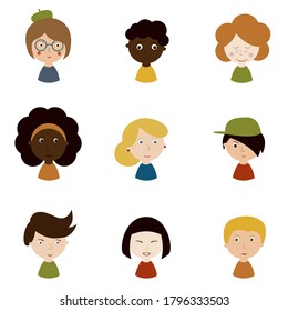 Set of vector avatars, people icons for forums, sites, social networks.