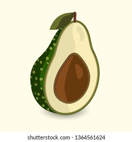 Set of vector avocado slices. Cartoon style isolated icons on white. 