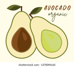 Set of vector avocado slices. Cartoon hand drawn flat style isolated icons on white. 
