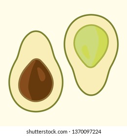 Set of vector avocado slices. Cartoon hand drawn flat style isolated icons on white. 