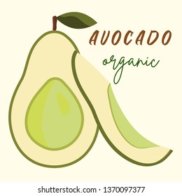 Set of vector avocado slices. Cartoon hand drawn flat style isolated icons on white. 