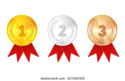 Set Vector Award Medals Golden Silver Stock Vector (Royalty Free ...