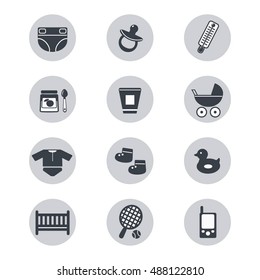 Set of  vector baby icons. Design elements for kids.