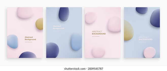 Set of vector background with abstract shapes. Banner, card, cover or poster design template. Realistic 3d style