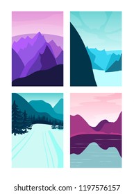 set of vector background with abstract skyline illustration. flat design. vector illustration