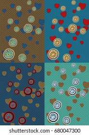 Set of vector background with lemon and strawberry. Flat style