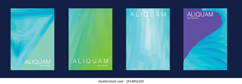Conjunto de fondos vectores para los volantes de negocios. Fondo de degradado de papel de 1990. Folleto Resumen De Lujo. Tapa mínima del líquido metálico azul dorado. Textura líquida para la etiqueta de aceite. Diseño Cosmico Vintage.