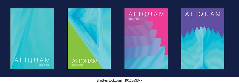 Set of Vector Backgrounds for Business Flyers. Metallic Gold Blue 1990 Paper Gradient Backdrop. Luxury Abstract Brochure. Liquid Texture for Foil Label. Vintage Cosmic Design. Fluid Minimal Cover.