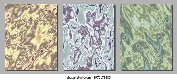 A set of vector backgrounds, in the form of a marble texture, for decoration, for design.