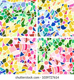 Set of vector backgrounds, multi-colored tiles in Art Nouveau (modern) style