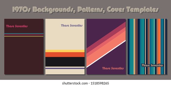 Set of Vector Backgrounds, Patterns, Cover Templates from the 1970s, Vintage Color Stripes