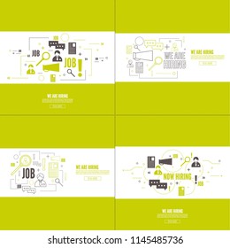 Set of vector backgrounds with the recruitment of staff. We are hiring.
