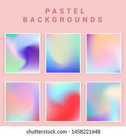 Set of vector backgrounds in sweet vibrant punchy pastel tones, cute caramel colors. Refined vibrant juicy palettes for poster or cover design in vaporwave style.
