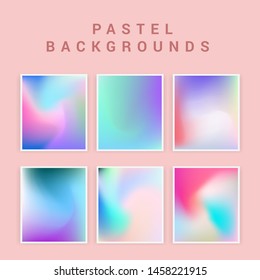 Set of vector backgrounds in sweet vibrant punchy pastel tones, cute caramel colors. Refined vibrant juicy palettes for poster or cover design in vaporwave style.