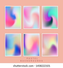 Set of vector backgrounds in sweet vibrant punchy pastel tones, cute caramel colors. Refined vibrant juicy palettes for poster or cover design in vaporwave style.