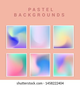 Set of vector backgrounds in sweet vibrant pastel tones, cute caramel colors. Refined vibrant juicy palettes for poster or cover design in vaporwave style.