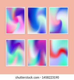 Set of vector backgrounds in sweet vibrant pastel tones, cute caramel colors. Refined vibrant juicy palettes for poster or cover design in vaporwave style.