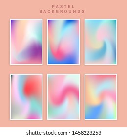 Set of vector backgrounds in sweet vibrant punchy pastel tones, cute caramel colors. Refined vibrant juicy palettes for poster or cover design in vaporwave style.