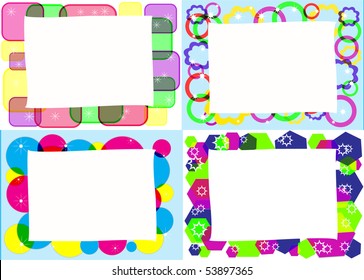 Set of vector backgrounds with various geometrical figures and stars.