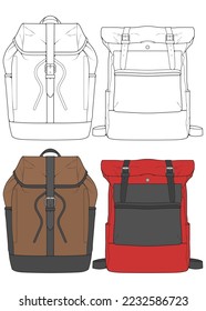 Set of Vector Backpacks Illustration. Backpacks for students, travellers and tourists.
