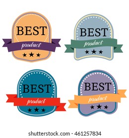 Set of Vector Badges with Ribbons  and the Words "Best Product". Isolated vector illustration.

