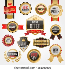 Set of vector badges shop product sale best price stickers and buy commerce advertising tag symbol discount promotion vector illustration.