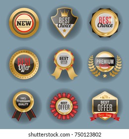 Set of vector badges shop product sale best price stickers and buy commerce advertising tag symbol discount promotion vector illustration.