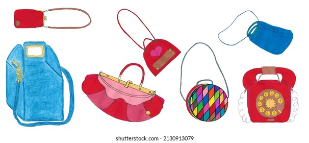 conjunto de bolsas vectoriales para caminar en forma de doodle