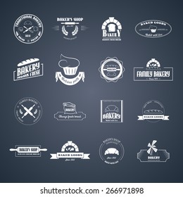 Set of vector bakery logos. Bread and pasteries labels, badges and design elements. Fresh baked goods.