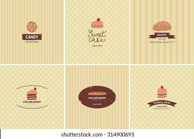 Set of vector bakery logos. Bread and pastries labels, badges and design elements.