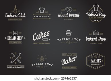 Set of Vector Bakery Pastry Elements and Bread Icons Illustration can be used as Logo or Icon in premium quality 