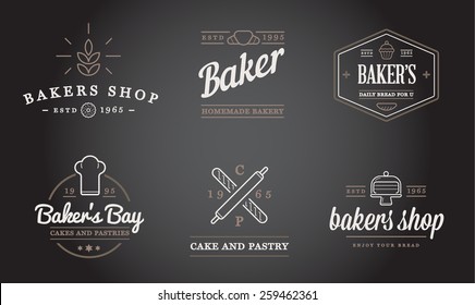 Set of Vector Bakery Pastry Elements and Bread Icons Illustration can be used as Logo or Icon in premium quality 