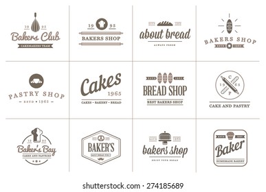 Set of Vector Bakery Pastry Elements and Bread Icons Illustration can be used as Logo or Icon in premium quality
