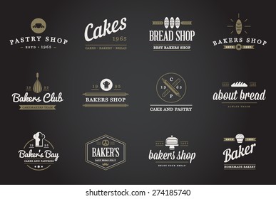 Set of Vector Bakery Pastry Elements and Bread Icons Illustration can be used as Logo or Icon in premium quality
