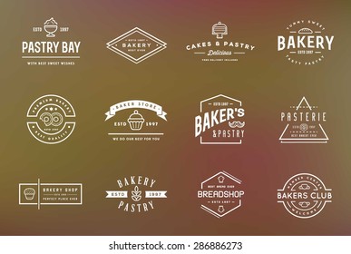 Set of Vector Bakery Pastry Elements and Bread Icons Illustration can be used as Logo or Icon in premium quality