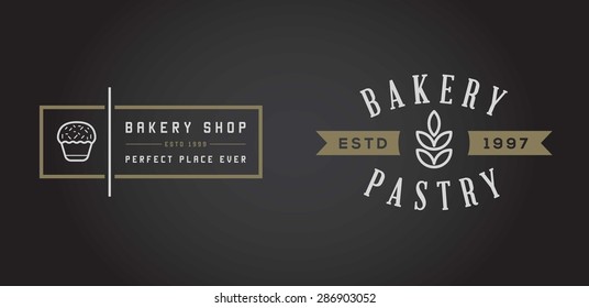 Set of Vector Bakery Pastry Elements and Bread Icons Illustration can be used as Logo or Icon in premium quality 