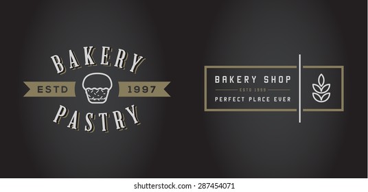 Set of Vector Bakery Pastry Elements and Bread Icons Illustration can be used as Logo or Icon in premium quality