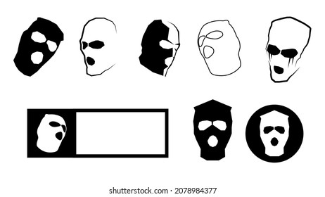 Set of vector balaclava icons. Security and crime concept