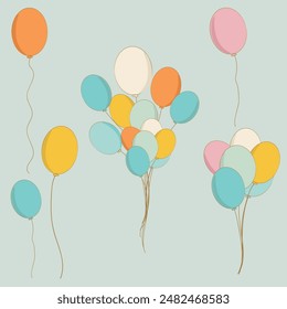 Set of vector balloons in cartoon retro style