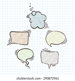 Set of vector balloons for text. Text bubbles. Doodle