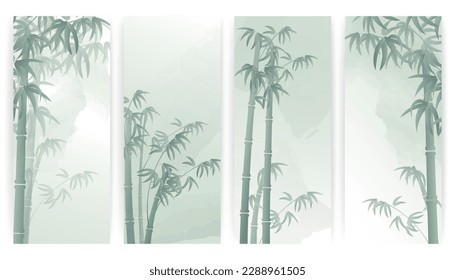 A set of vector bamboo ink wallpapers