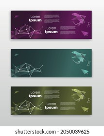 Conjunto de plantillas de volante de pancartas vectoriales. Fondo futurista con espacio para copiar ideas inspiradoras y alentadoras que quieres compartir con tu audiencia.
