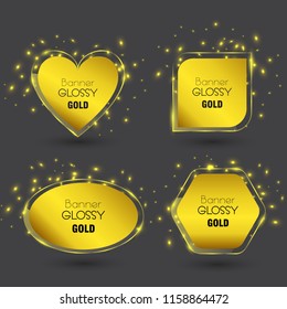 Set of vector banner glossy with color gold. vector illiustration. light. eps 10