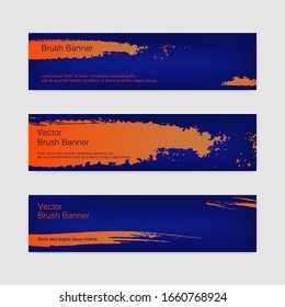 Set of Vector Banner Template. Fire Color Indigo Set of Vector Flyer Template. Copper Sea Blue Paint Brush Flyer Design. Carrot Sky Blue Paint Stroke Flyer Template. Paint Stroke Flyer Design.
