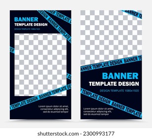 Set of vector banner templates in blue black