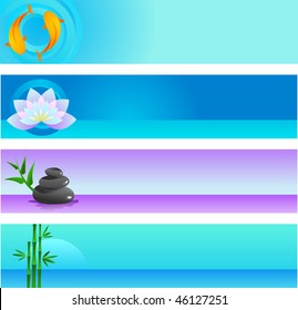 A set of vector banner templates in Chinese and Japanese  - spirituality and wellness theme